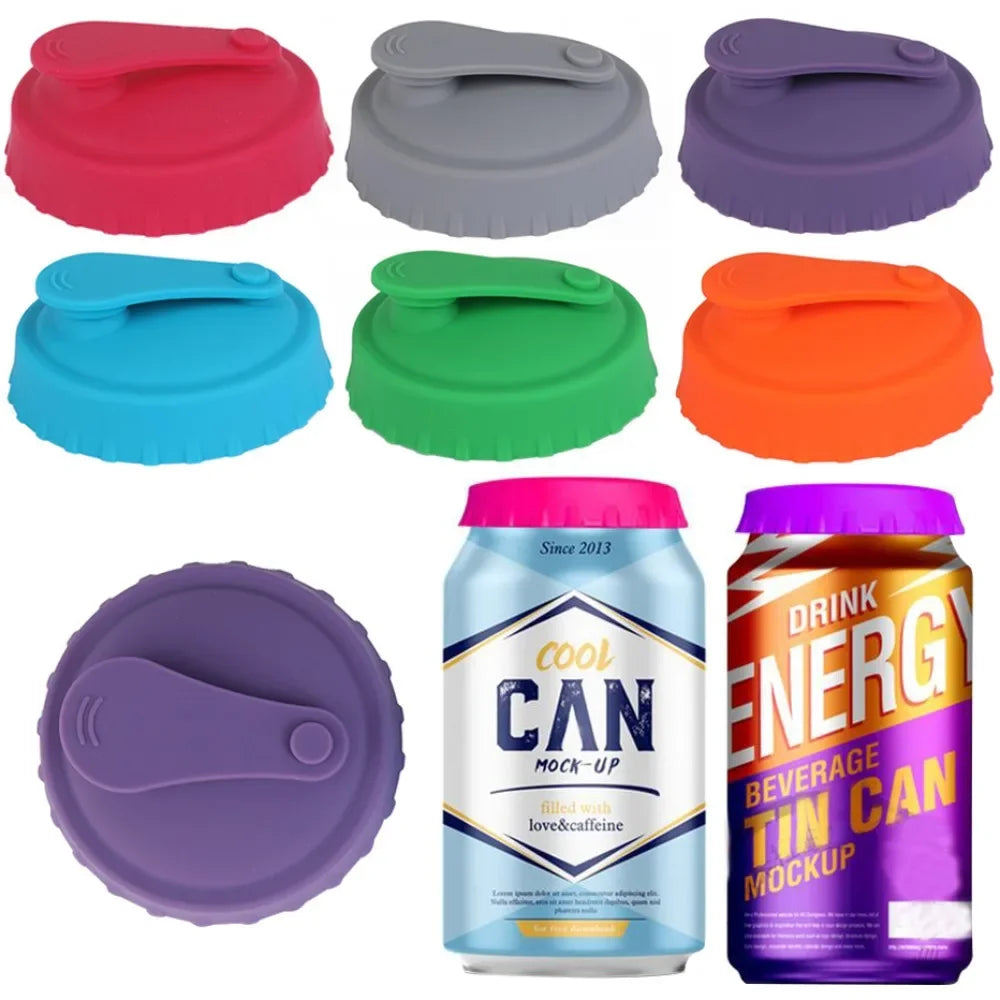 Silicone Soda Can Lid Reusable Can Stopper for Soda Beer Drinks Juice Coke Beverage Cap Fits Standard Coke Can